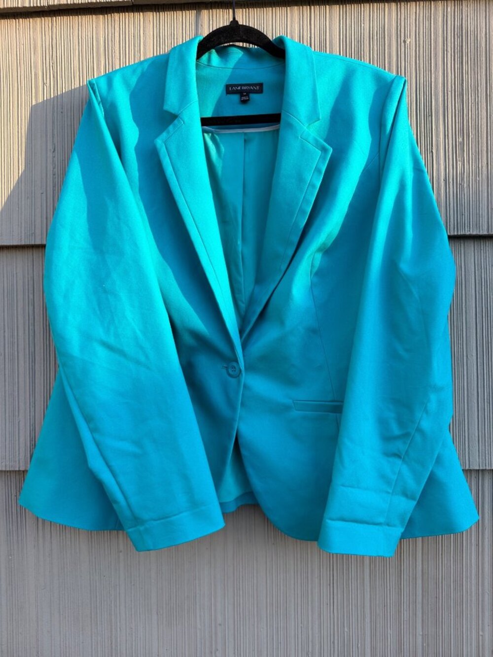 Lane Bryant Blazer 20 Turquoise Blue Single Button Work Office Suit Jacket Plus
